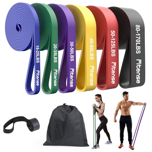 Fitense Conjunto de bandas de resistência - bandas elásticas de musculação de resistência, bandas elásticas fitness com âncora de porta/saco/póster para homem mulher treino / ioga / tirante