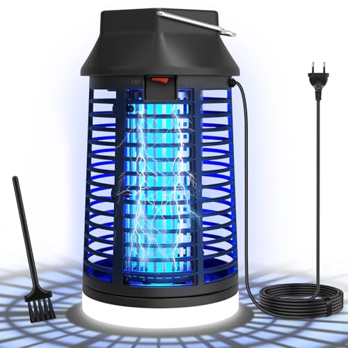 WUEAOA Candeeiro anti-mosquitos exterior com LED, mata mosquitos elétricos 4200 V + 15 W UV, não-tóxico e inodoro, IPX4, captura eficazmente mosquitos, moscas e traça