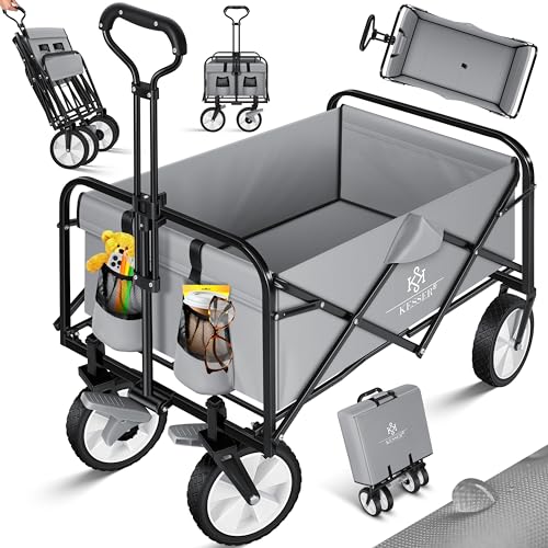 KESSER® Carrinho dobrável de mão, de equipamento, inclui 2 bolsos de malha, pneus de borracha maciça, capacidade de carga de até 80 kg