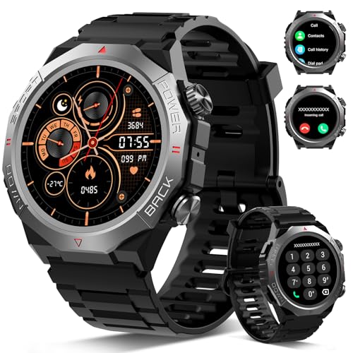 Atheewon Relógio inteligente homem mulher com chamadas, 1,39" militar Smartwatch com 110 modos desportivos, monitor de ritmo cardíaco e sono. Pulseira de atividade IP68 impermeável para Android iOS