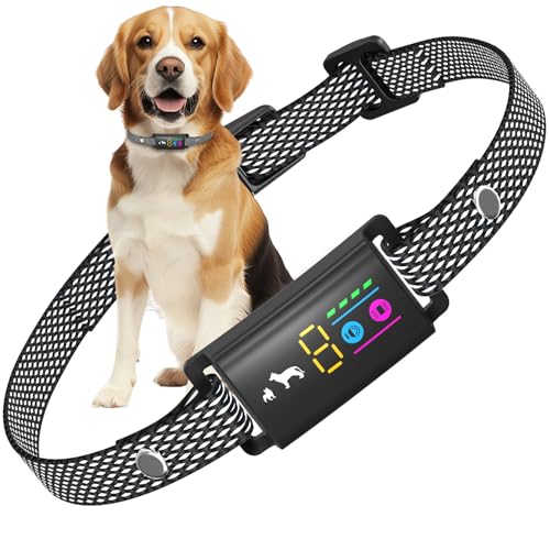 LOSLAI Coleira anti-derrame para cães, coleira anti-latidos apito e vibração, 1 - 5 níveis de sensibilidade, resistente à água IP67, coleiras antiderrapantes para cães pequenos, médios e grandes
