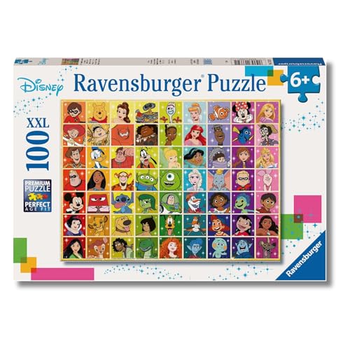 Ravensburger - Puzzles XXL Disney Multicharacter | Puzzle 6 anos ou mais, presente criança 6 anos ou mais de 100 peças | quebra-cabeças crianças de 36 x 49 cm puzzle