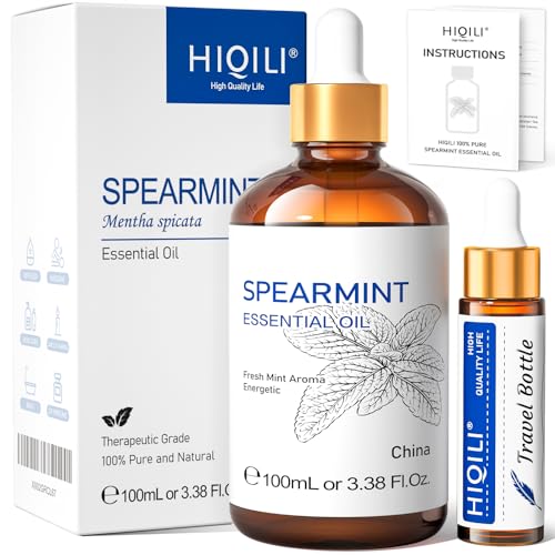 HIQILI Óleo de menta verde para cuidados com a pele 100 ml, facial, pode ser adicionado a loções, cremes -grau de tratamento natural 100 % puro