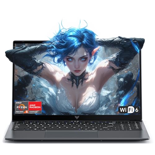Tivique Computador portátil Gaming 15,6 polegadas 16 GB RAM+512 GB SDD NVMe PCIe 3,0 SSD suporte 4 TB expansão SSD, processador Ryzen5 7430U, Gaming Laptop, Leichtgewicht, WiFi6, HDMI
