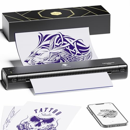 Phomemo TP81 Termocopiadora Tattoo, impressora térmica de tattoo, impressora térmica de tatuagem com 10 folhas de papel térmico para tatuagens copiadora Tattoo Transfer, compatível com Tablet PC,