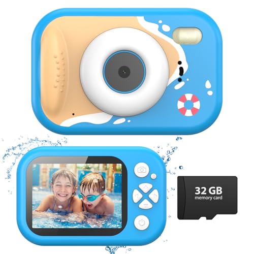 Tosaju Câmara submarina 48mp câmara infantil câmara impermeável de 10 metros câmara 1080p vídeo câmara submersível com flash piscina presente de brinquedo ao ar livre para crianças com cartão de 32