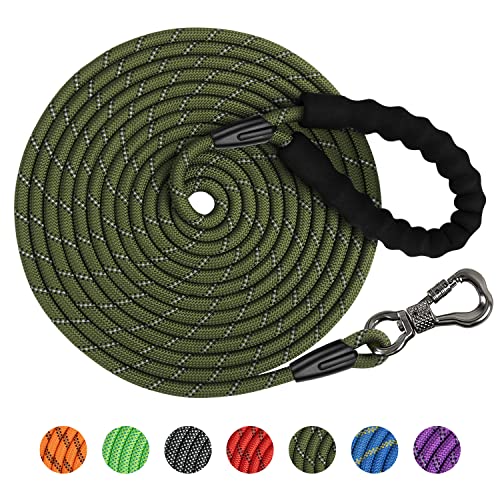 X XBEN Trela de treino para cão, 15 m trela de cão comprida com gancho bloqueável, trela de treino para cães grandes e pequenos, confortável de aperto, trela refletora e resistente