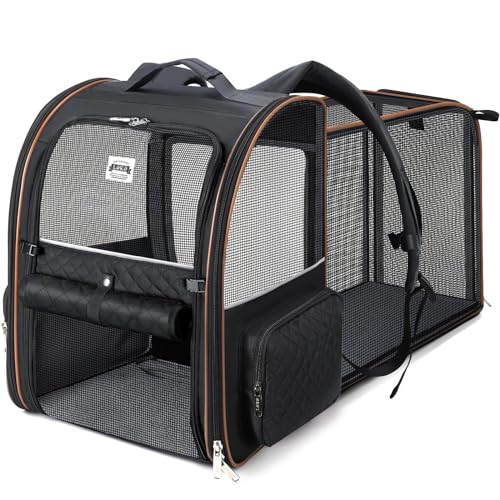 Mochila extensível de Lekespring para gatos e cães, mochila dobrável para animais de estimação, até 8 kg, com correia de segurança interior e tapete para animais de estimação.