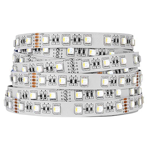 BTF-LIGHTING 5050 RGBW RGB branco frio (6000K-7000K) 4 cores em 1 LED 16,4 pés 60 LEDs/m LED multicolorido com fita LED IP30 não impermeável branco PCB LED DC24V