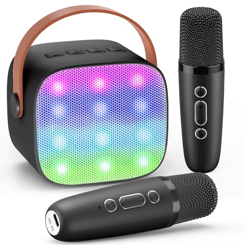 Dislocati Karaoke com 2 microfones sem fios para crianças e adultos, presente para criança de 3 a 12 anos microfone karaoke Bluetooth portátil para cantar brinquedos crianças 3-12 anos microfone