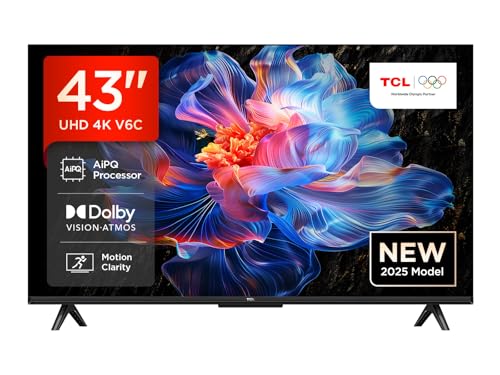 TCL 43V6C Direct LED Smart TV, 4K HDR, Powered by Google TV (Dolby Audio, Motion Clarity, compatível com o Google Assistant & Alexa)