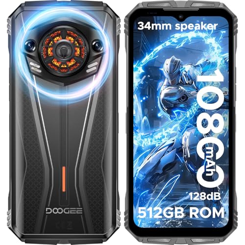 DOOGEE S Punk Pro Telefone móvel resistente Android 14, 20 GB 512 GB/2TB, 128dB altifalante 10800 mAh/33 W telemóvel inestrutível com efeito de luz LED, 6,6" FHD+ 50 MP móveis, NFC/OTG/duplo 4G Ela