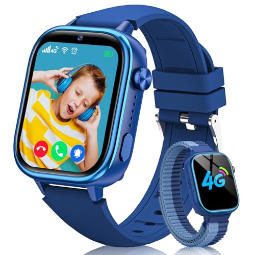 Sanorum Relógio inteligente para crianças, 4G Smartwatch crianças com GPS e telefone, videochamadas, função SUS, mensagens, modo escola, despertador, câmera, podómetro, IP68 relógio inteligente