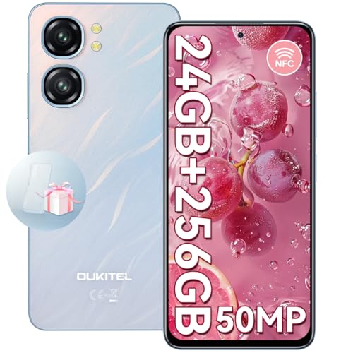 OUKITEL C58 Pro Android 14 telemóvel livres - 6,7 ecrã HD 90 Hz smartphones, 24 GB + 256 GB/1TB, bateria 5150 mAh, câmara 50 MP Smartphone, 4G Dual SIM/OTG/GPS/Finger. Impressão/Face ID