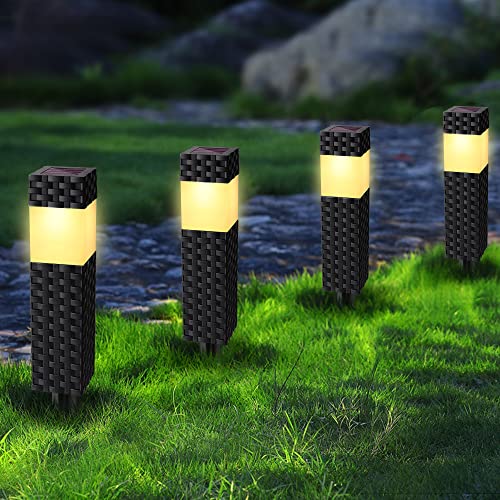 Joomer Luzes solares LED para exteriores, jardim, pacote IP65 impermeável candeeiro LED luz solar exterior, candeeiros solares de jardim para iluminação de caminhos, pátio, terreza e campismo, branco