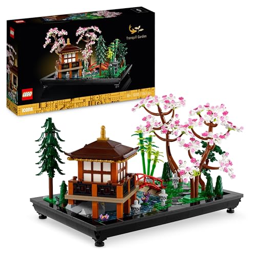 LEGO 10315 Icons jardim meditativo, jardim Zen botânico para adultos com flores de lótus, decoração de secretária personalizável, inspirado em tradições japonesas, presente de jardinagem Mindfulness