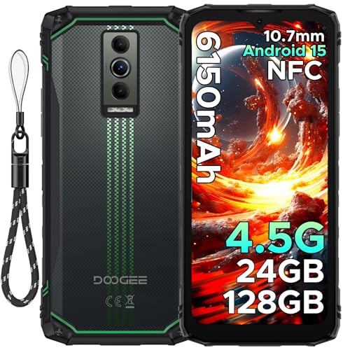 DOOGEE Blade10 Energy telemóvel inquebrável 4,5 G, 24 GBRAM+128 GBROM (TF 2TB) 6,56"HD Android 15 telemóvel resistente 6150 mAh bateria, Octa Core, 16 MP câmara Widevine L1 Smartphone phone IP68IP