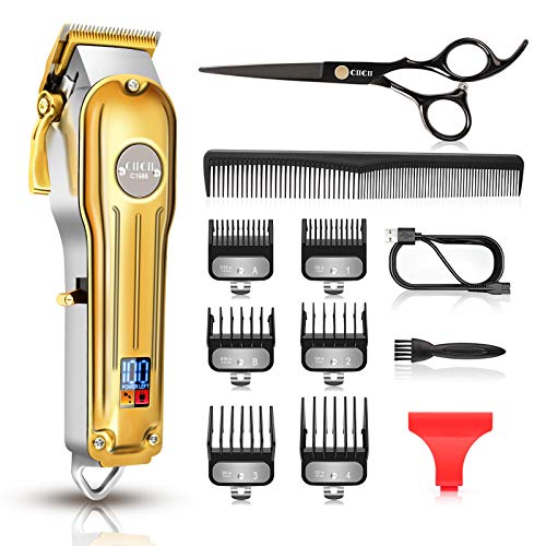CIICII Máquina de cortar cabelo profissional, corta-pelos homem e aparador de barba (12 unidades / sem fio/recarregável/USB/LCD ecrã) aparador de cabelo barba kit para família, cabeleireiros