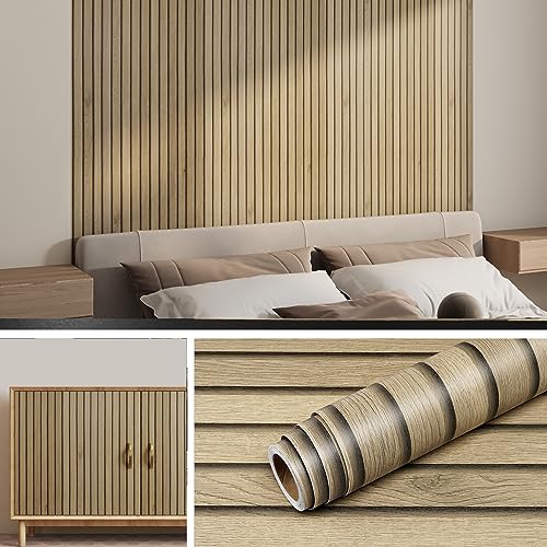 Livelynine Papel de parede de madeira 3D parede quarto sala de estar moderna Skandi 40 cm x 5 m lavável papel de parede autocolante tábuas de madeira quarto corredor vinil adesivo móveis madeira