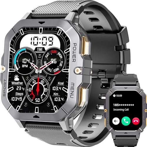 OUKITEL Relógio inteligente homem, 2,02" Smartwatch homem com chamadas Bluetooth, Smartwatch com notificações de mensagens/oxímetro / pulsómetro, 100 modos desportivos para Android iOS impermeável