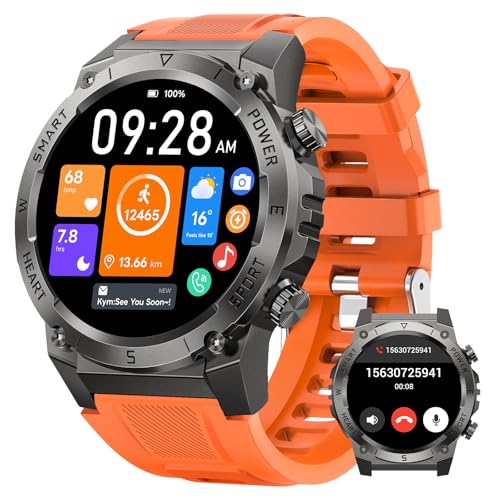NAIXUES 2025 Relógio inteligente homem, 1,46" militar Smartwatch com chamadas Bluetooth, 500 mAh 110 modos desportivos pulseira atividade, 24/7 pulso / SpO2/sonho/podómetro, IP68 impermeável