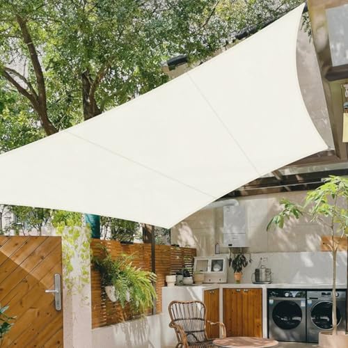 Cool Area Toldo vela de sombra impermeável quadrado, 5 x 5 m, proteção UV, PES para pátio exterior e jardim, terraço-creme