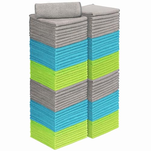 AIDEA Baietas de limpeza de microfibra de 100 unidades, toalhas panos de limpeza reutilizáveis, pano de limpeza lavável sem riscas sem fios para casa, cozinha, carro, vidro 30 x 30 cm