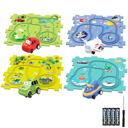 Pista de carro para crianças pista de puzzle DIY caminho jogo educativo presentes brinquedos para crianças 2 3 4 5 6 anos (4 x 4 x 4)