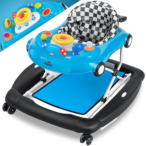 KIDIZ® Andador 4 em 1 Babywalker – Carrinho para aprender a caminhar, função de baloiço para bebé com rodas, luz, música, centro de jogos, mesa de jantar, carrinho de passeio, para bebés a partir dos