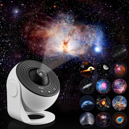 Febotak Projetor Galaxy 13 em 1 projetor estrelas, projetor planetário céu estrelado 13 discos planetários nebulosa/lua / sistema solar, Skylight projetor estrelado para crianças