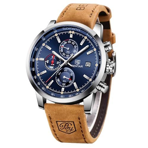 BENYAR Relógio cronógrafo para homem movimento de quartzo moda negócios desportos Watch 30M impermeável elegante presente para homens