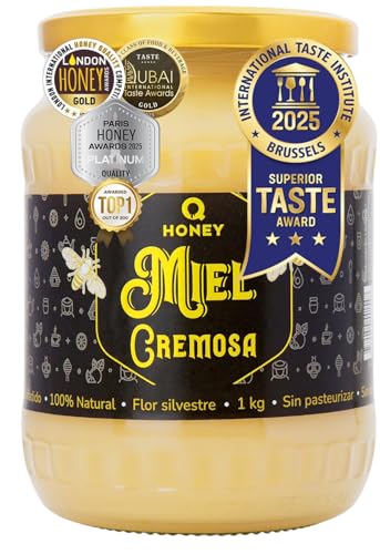 Vencedora do superior Taste Award 2025 - mel cremoso em cru Untable 1 kg, suave e sem cristalização, natural, não filtrada nem pasteurizada