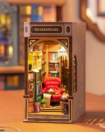 Rolife Book Nook Kit Puzzles 3D de madeira para crianças casacos para construir adultos casa de bonecas madeira kit de construção para adultos crianças (livraria)