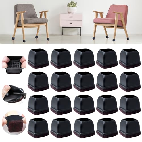 Ezprotekt Capas para pernas de cadeira, 28 - 33 mm protetores de chão aprimorados para pés de cadeira, tampas de pernas pretas, fundo de feltro de silicone pequena 32 peças elastómero termoplástico