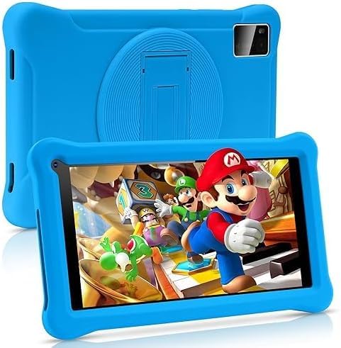 SUMTAB Newest Tablet para crianças de 7 polegadas Android 13 tablet, 8 GB RAM 64 GB ROM (TF 128 GB), GMS certificado, ecrã IPS HD, controlo parental, tablet educativo para crianças com capa EV(azul)