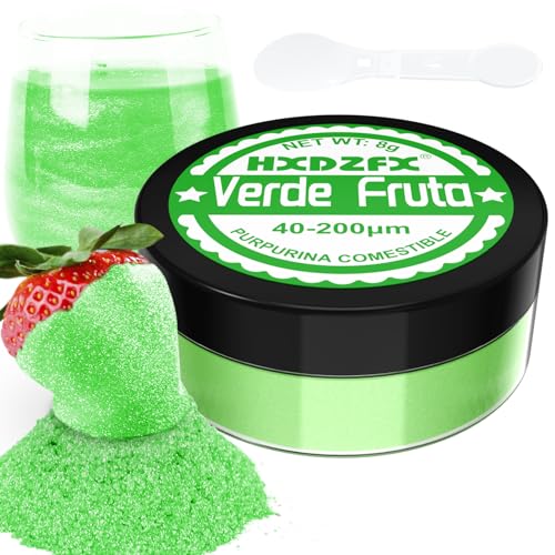 Purpurina comestível verde fruta - 100 % purpurina comestível peças de reposição adornos comestíveis para bolos, chocolate, madalenas, coquetel, confeitaria, creme, etc. (8 g)