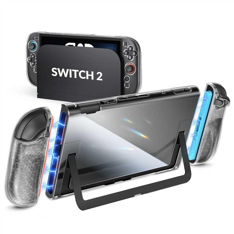 ivoler Capa protetora acoplável para Nintendo Switch 2, TPU asa capa, PC capa, textura de diamante, anti-choques, riscos