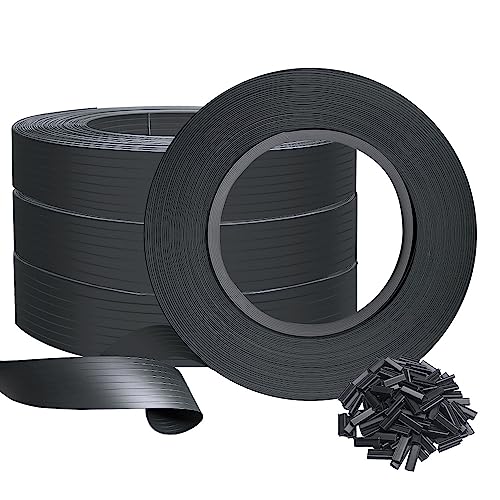 VOUNOT® Tiras de proteção visual de PVC 300 m x 4,7 cm para cerca de jardim e cerca de dupla haste, protetor de privacidade com 600 clipes de fixação, preto