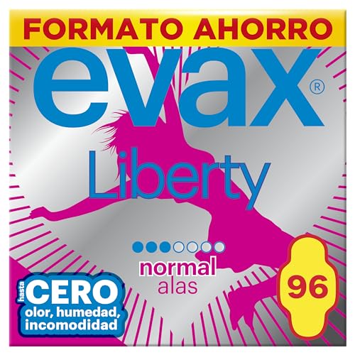 Evax Liberty normal com asas, 96 compactas, até zero odor, humidade e desconforto, formato de poupança