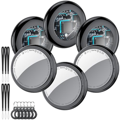Air Tag Smart Tracker 6 Pack, Bluetooth localizador de chaves funciona com Find My App (apenas iOS), rastreador Bluetooth e localizador de artigos com som, rastreador de bagagem, preto