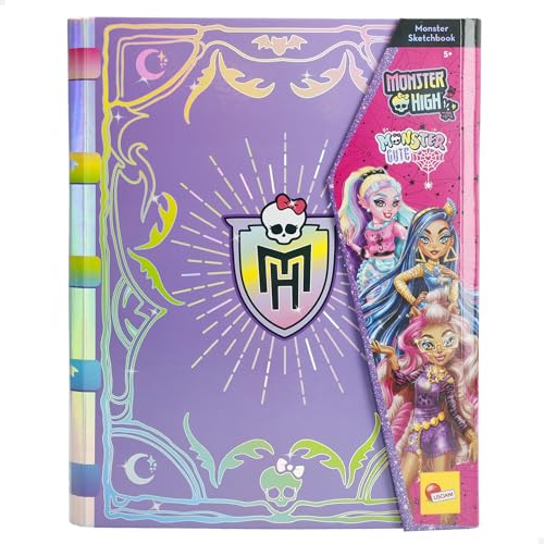 LISCIANI - MONSTER HIGH - Caderno de atividades de desenho - Monster Cute - para crianças a partir de 5 anos - 39 páginas - caderno de atividades: Autocolantes de roupa, imagens para cores, púrpura