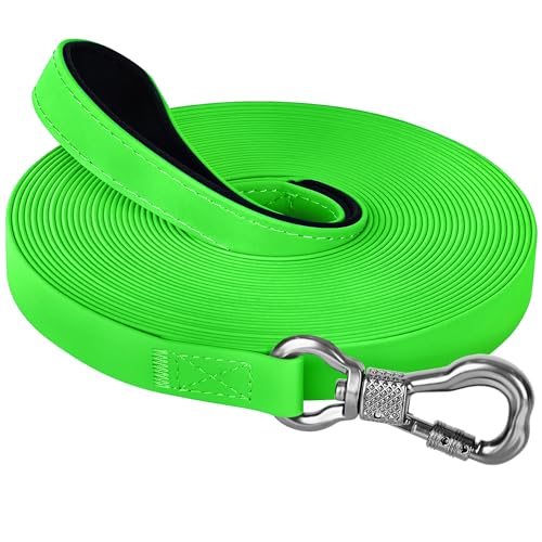 X XBEN Trela de treino para cão 3 M 5 M 8 M 10 M 12 M 15 M 20 M 25 M 30 M, trela impermeável para cão com gancho bloqueável, trela grande para nadar, passear e acampar, resistente e verde,
