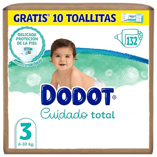 Dodot Cuidados totais fraldas tamanho 3, 132 fraldas, 6 kg - 10 kg, proteção delicada da pele