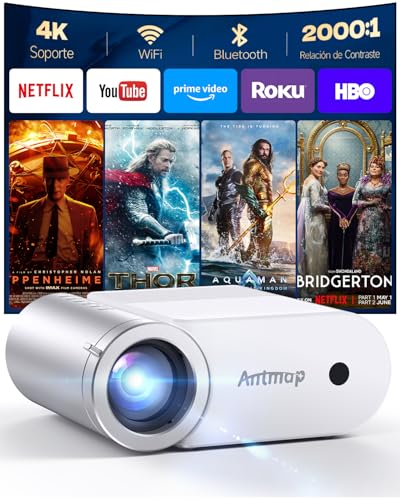 Projetor portátil, projetor Android com Wi-Fi e Bluetooth, projetor de cinema de 1080P para telemóvel, projetor exterior de cinema para telemóvel, mini projetor WiFi com 200" para iPhone/HDMI/USB/TV