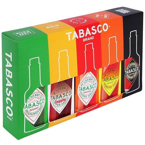 Caixa de presente TABASCO: as suas garrafas favoritas de 60 ml de molho de pimenta 100% natural numa embalagem de presente. (5 Pacotes)
