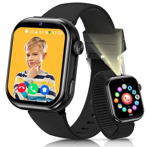 AIMIUVEI 4G Relógio inteligente para crianças, 1,83''HD Smartwatch crianças com GPS e chamadas, bateria de 800 mAh, videochamadas e chat de voz, WiFi/LBS/SOS/SMS, modo escola, podómetro, despertador
