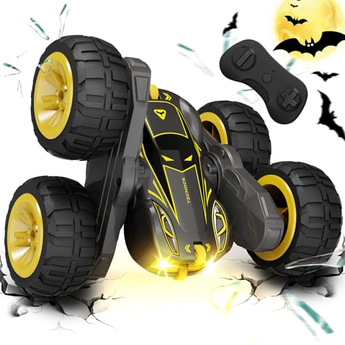 Tecnock 2024 Carro telecomandado com controlo remoto de 2,4 GHz 360 ° Flip Stunts RC carro Monstertruck com luz colorida a partir de 3 a 12 anos brinquedo ao ar livre presente para crianças