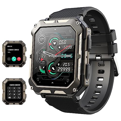 Relógio inteligente homem com chamadas e assistente de voz, ecrã grande de 1,83 polegadas, Smartwatch oxímetro (SpO2)Pulsómetro de caloria, medidor de sonho, modo desportivo de 123, IP68 impermeável,