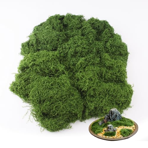 RYAN 200 g musgo artificial simulação musgo macio encaracolado musgo falso para artesanato plantas decoração de casa tapetes artístico bonsai bricolage (verde escuro)