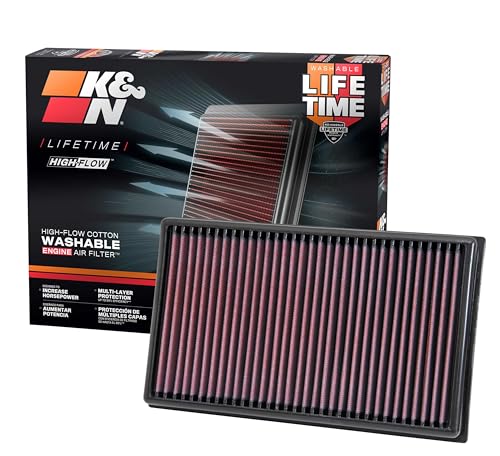 K&N 33-3005 Filtro de ar de carro, lavável e reutilizável, preto